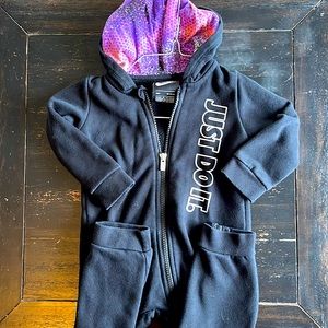 Black with purple hood Nike One piece sweatsuit